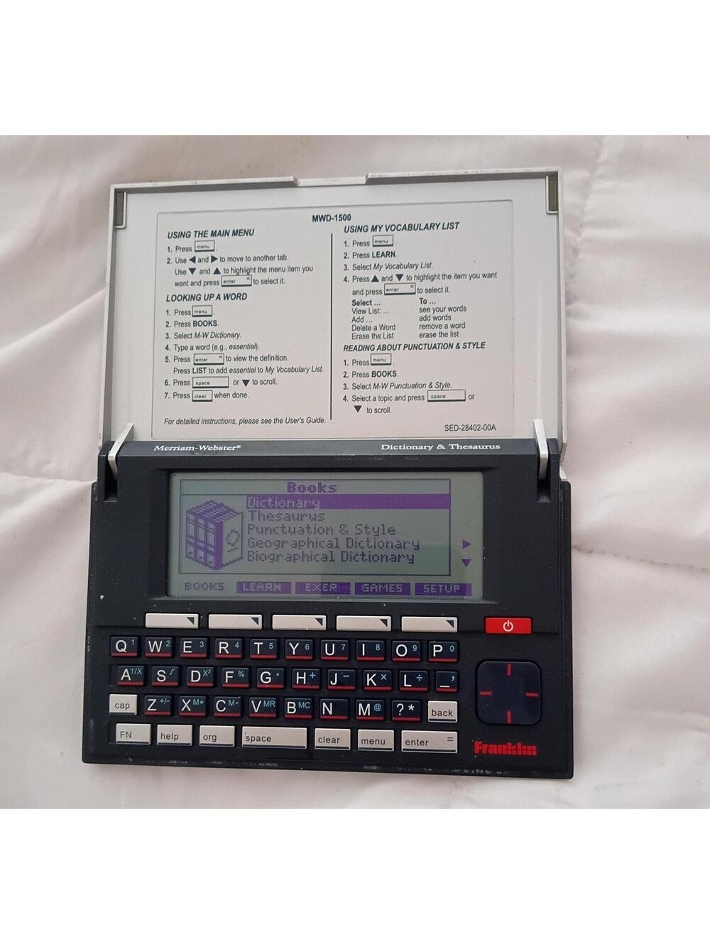 Franklin Merriam-Webster Electronic Dictionary & Thesaurus -  MWD-1500